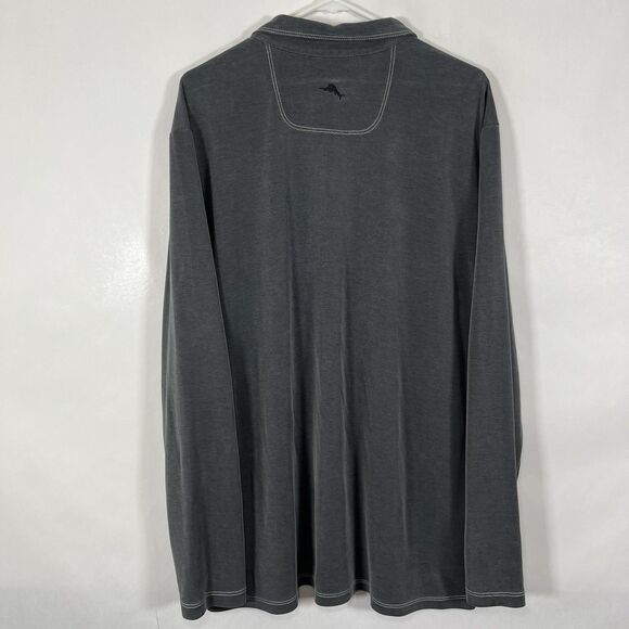 Tommy Bahama Long Sleeve Polo Shirt Mens Size XXL 2XL Gray Tencel Poly Blend EUC - Picture 9 of 11